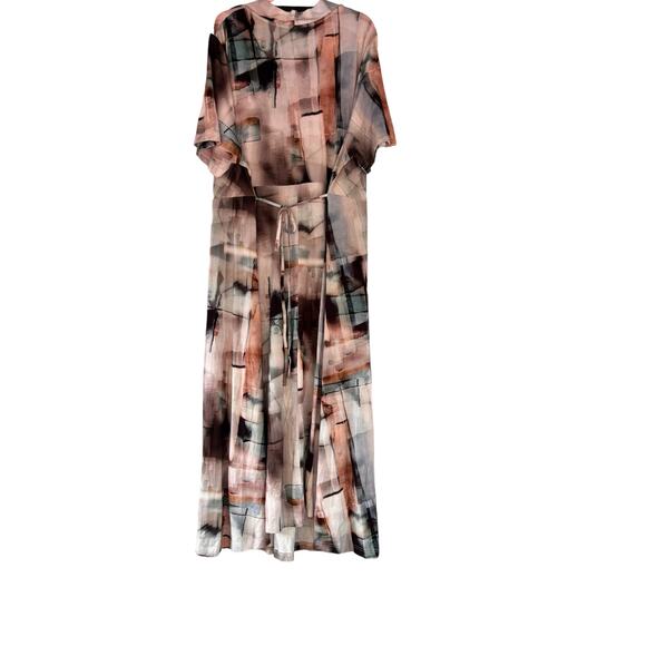 Ulla Popken A-Line Dress Geometric Womans  Pockets Tie Elastic Waist Viscose - Picture 14 of 14